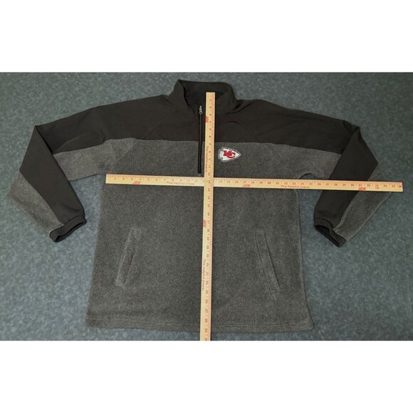 NFL Kansas City Chiefs 1/4 Zip Black/Grey Fleece Jacket - Size XL - Picture 2 of 5